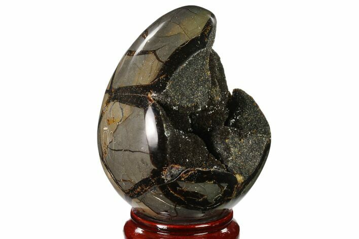 Septarian Dragon Egg Geode - Black Crystals #137906